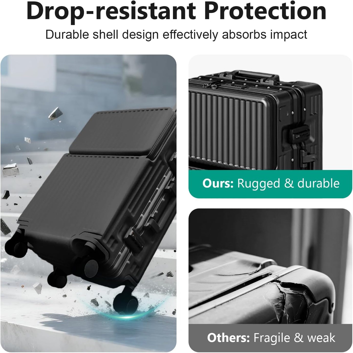 Hard Shell Luggage 24 Inch Travel Luggage, Carry-On Luggage Spinner TSA with Lid, ABS Aluminum Frame，Lightweight Travel Luggage 20'' 24'' 26''Carry-On (upgraded black, 24 inch)