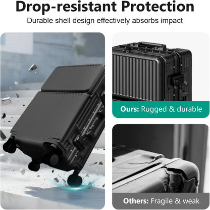 Hard Shell Luggage 24 Inch Travel Luggage, Carry-On Luggage Spinner TSA with Lid, ABS Aluminum Frame，Lightweight Travel Luggage 20'' 24'' 26''Carry-On (upgraded black, 24 inch)