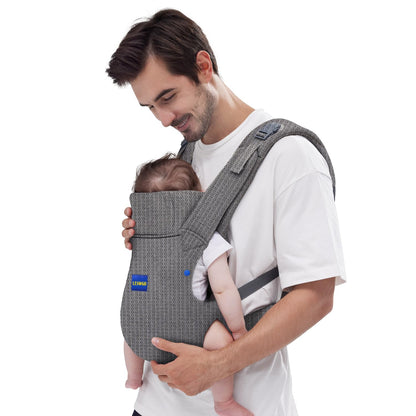 Baby Carrier Newborn to Toddler,Newborn Carrier(7-25lbs) with Head Support, Cozy Baby Wrap Carrier, with Hook&Loop for Easily Adjustable, Soft Fabric (Breathable Black) (Summer-Gray)