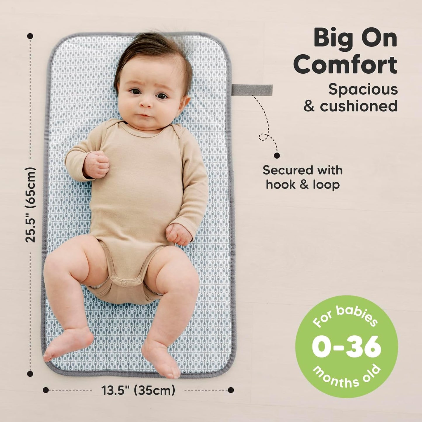 KeaBabies Portable Diaper Changing Pad, Easy Wipe Clean - Foldable Waterproof Baby Changing Mat for Diaper Bag, Compact, Lightweight,25x13 Baby Changer Travel Essential,Machine Washable(Classic Gray)