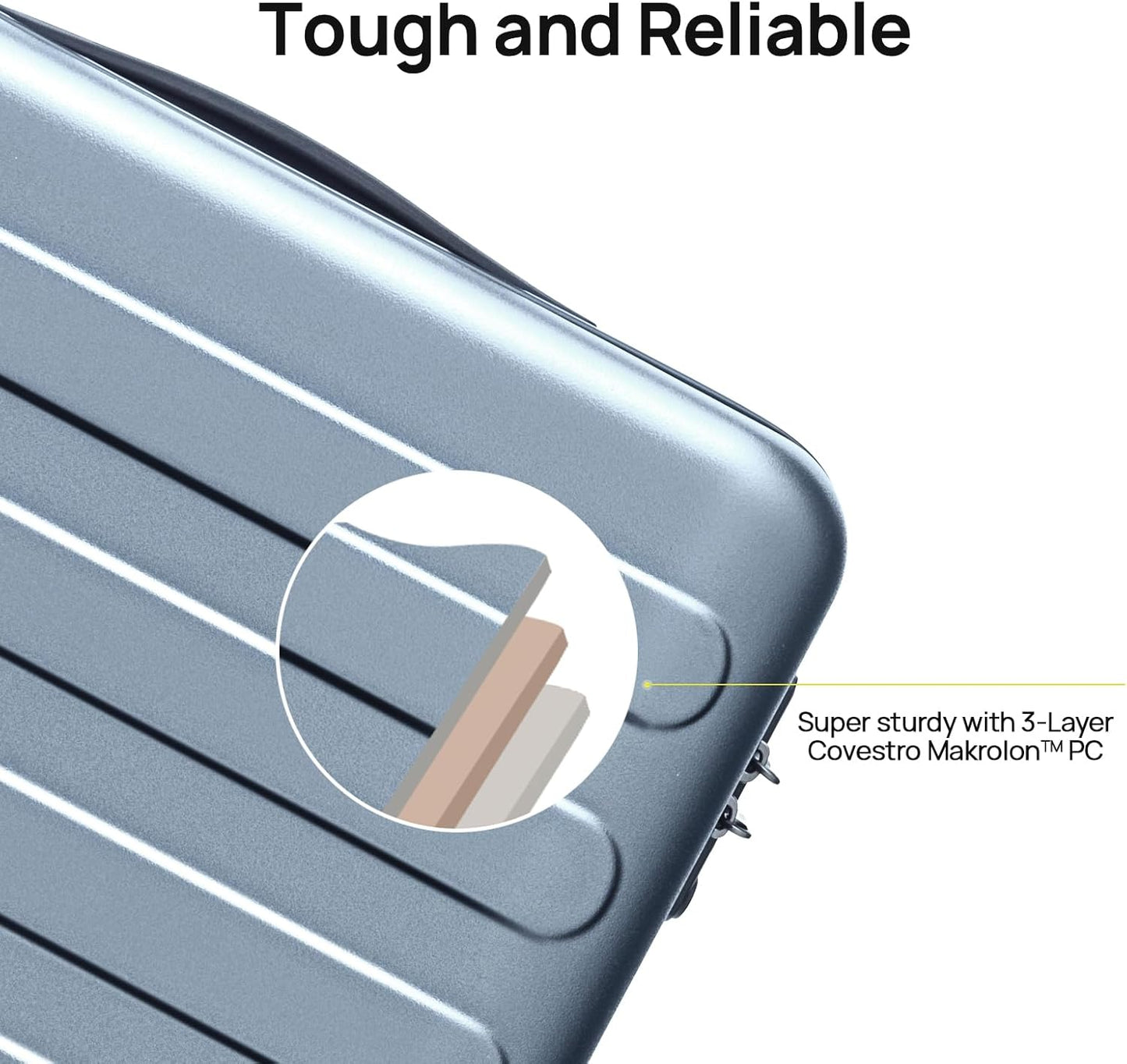 Carry on Luggage 22 X 14 X 9 Airline Approved, 20 Inch Luggage for 3-5 Days Travel, Double Spinner Wheels, 100% Hardshell PC, TSA Lock (03-Shadow (Basic), Checked 26-Inch)