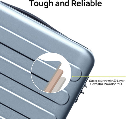 Carry on Luggage 22 X 14 X 9 Airline Approved, 20 Inch Luggage for 3-5 Days Travel, Double Spinner Wheels, 100% Hardshell PC, TSA Lock (03-Shadow (Basic), Checked 26-Inch)