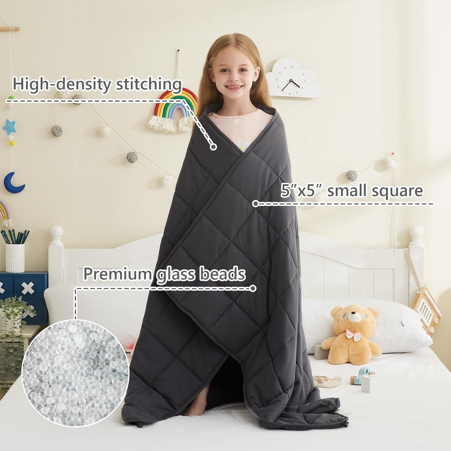 L'AGRATY Weighted Blanket - 36"x48" 3lbs Weighted Blanket Microfiber Material with Glass Beads Small Blanket for All-Season Summer Fall Winter Soft Thick Blanket