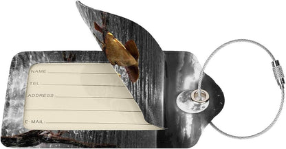 2 Pack Luggage Tags for Suitcase, Elephant and Dog PU Leather Travel Luggage Tag with Privacy Flap, Name ID Label and Metal Loop for Women Men Suitcase Baggage Bag Backpack