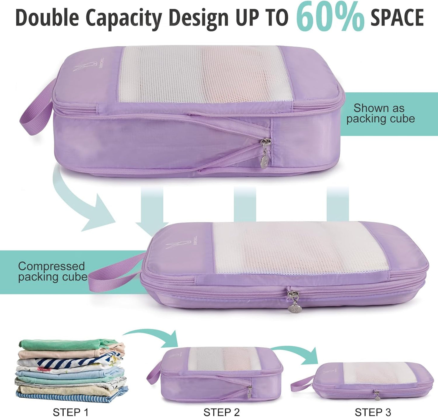 Expandable Compression Packing Cubes for Suitcases,6 Set Lightweight Compressible Travel Packing Organizer for Carry on Suitcase,Organizer Bags Set as Travel Essentials for Women