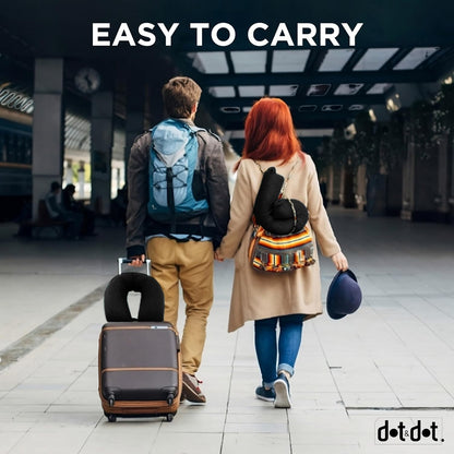 Dot&Dot Twist Memory Foam Travel Pillow for Airplanes - Travel Neck Pillow for Sleeping - Airplane Pillow for Neck Support, Chin, Lumbar and Leg - Adjustable, Bendable Neck Roll Pillow (Onyx)