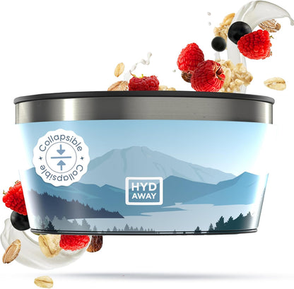 HYDAWAY 1-Quart Collapsible Insulated Bowl with Lid - BPA-Free, Leak-Resistant, Space-Saving Camp Bowl - Ideal for Hiking, Travel & Outdoor Meals