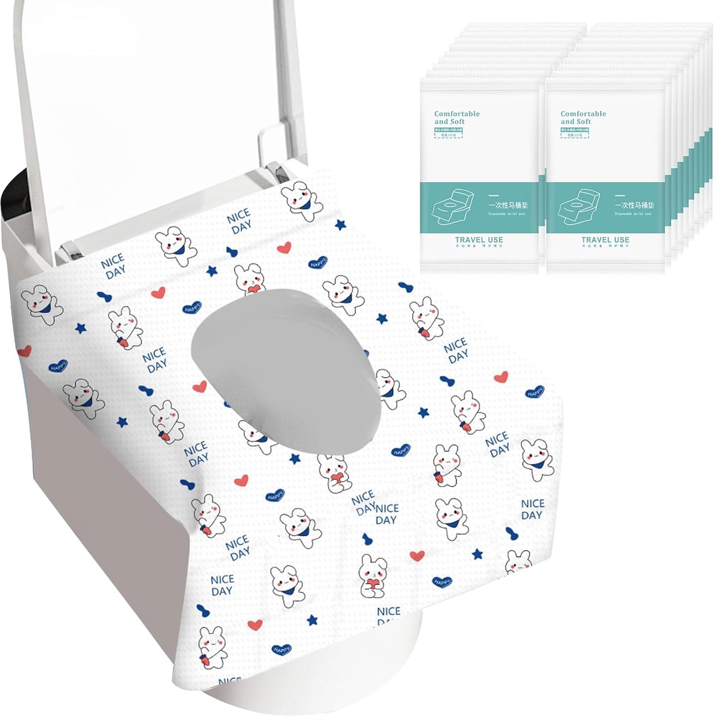 50 Pack Toilet Seat Covers Disposable, Portable Toilet Seat Cover for Travel Waterproof Potty Covers for Toddler(Individually Wrapped）