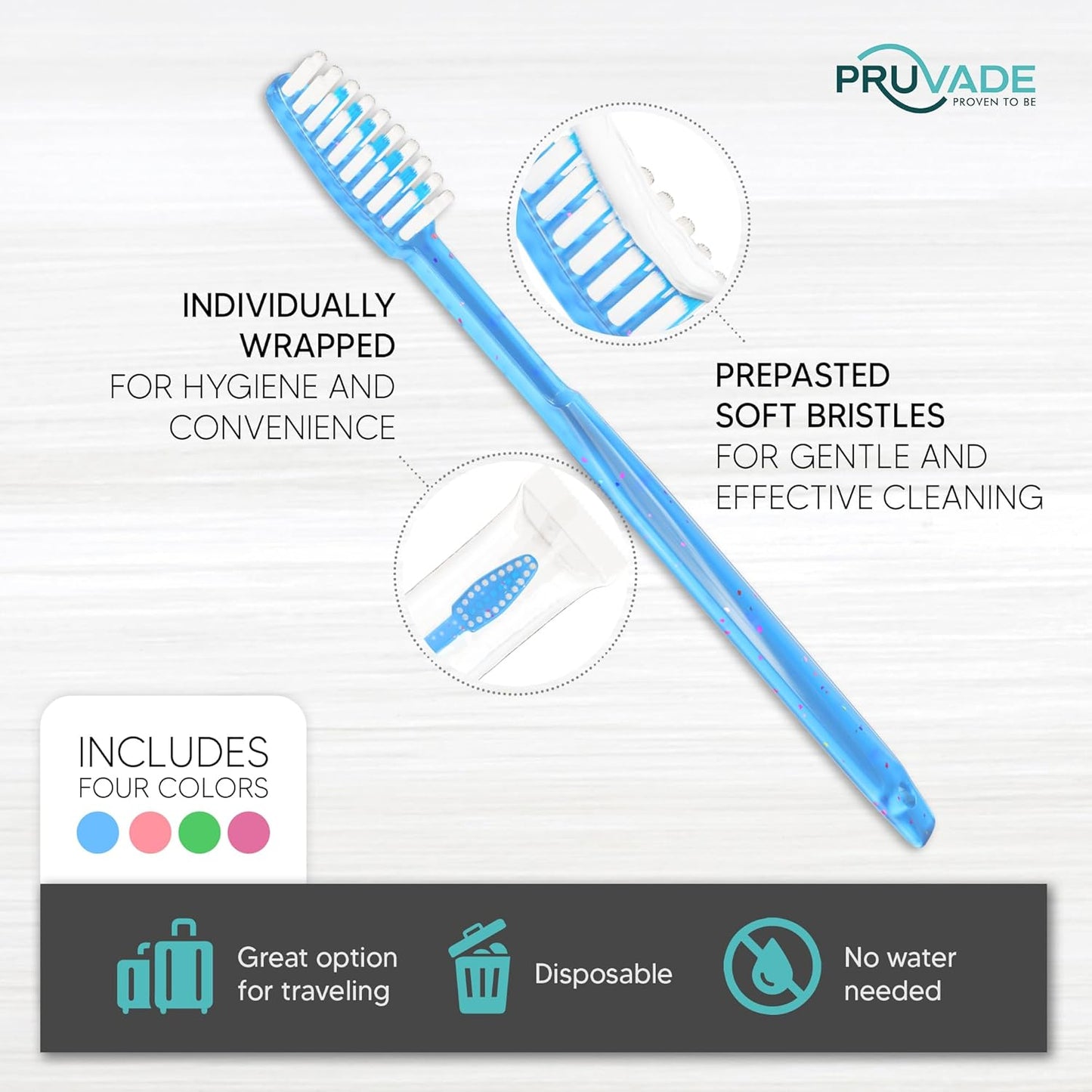 144 Pack Disposable Toothbrushes with Toothpaste Built in - Prepasted Toothbrushes Individually Wrapped - Single Use Waterless Tooth Brush with Soft Bristles - Bubblegum Flavor/Kids