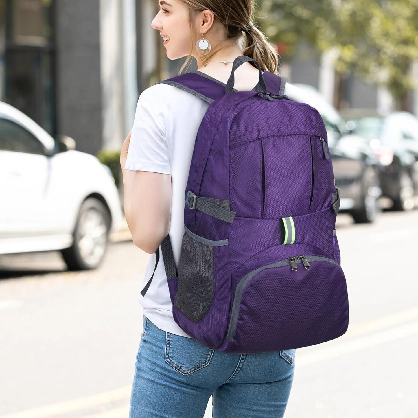 Yaopeing Lightweight Backpack,25L Foldable Hiking Packable,Water Resistant Travel Outdoor Shoulder Bag for Woman Men,Purple