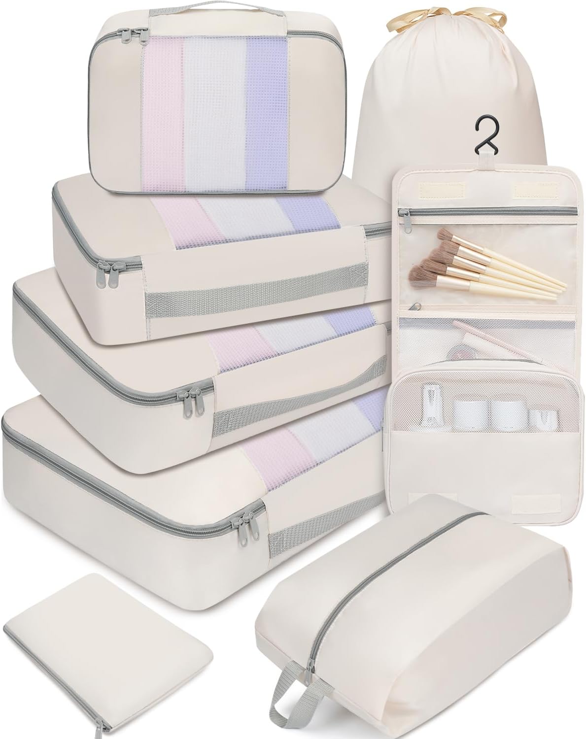 BAGAIL 6 Set/8 Set/10 Set Packing Cubes Various Sizes Packing Organizer for Travel Accessories Luggage Carry On Suitcase