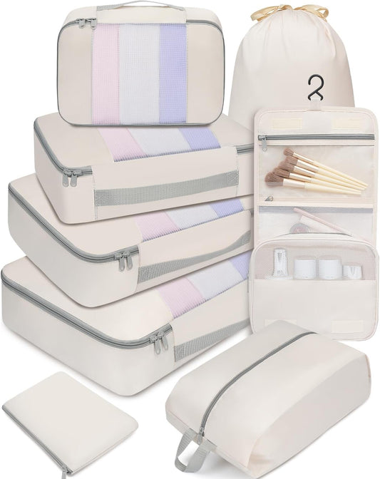 BAGAIL 6 Set/8 Set/10 Set Packing Cubes Various Sizes Packing Organizer for Travel Accessories Luggage Carry On Suitcase