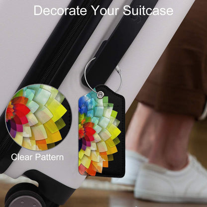 2 Pack Luggage Tag for Suitcase, Cute Unique Leather Suitcase Tags Identifiers with Privacy Name Address Labels & Durable Steel Loop for Women Men Travel