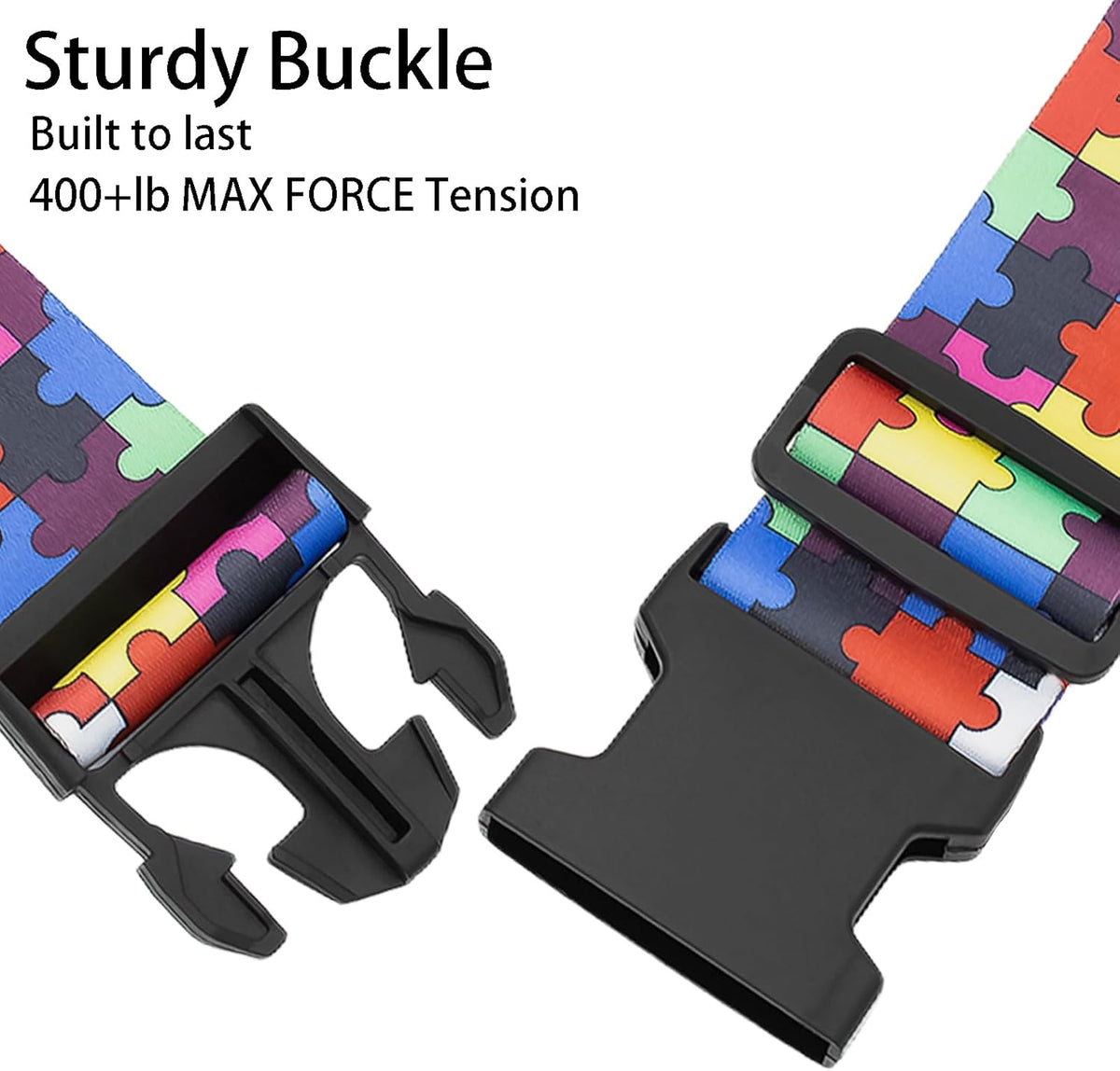 Puzzle Luggage Straps for Suitcases, Adjustable Luggage Travel Belts to Keep Luggage Security While Travel, Strong Polyester Fabric, Easy-to-Recognize Stylish Design Travel Accessories, 2 Pack