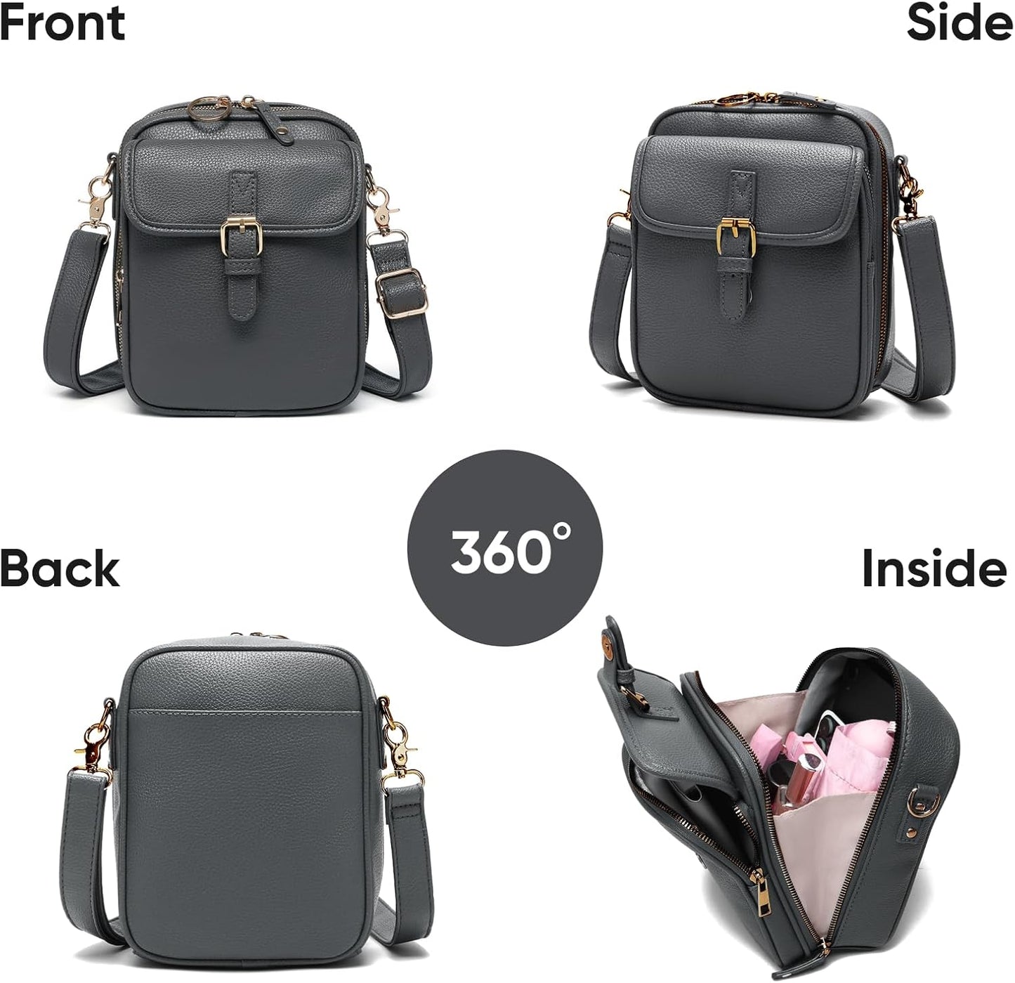 1060 Leather Crossbody Bags for Women Anti-Theft Vegan Purse with Card Slots, Travel Shoulder Bag, Waterproof Crossbody Purse