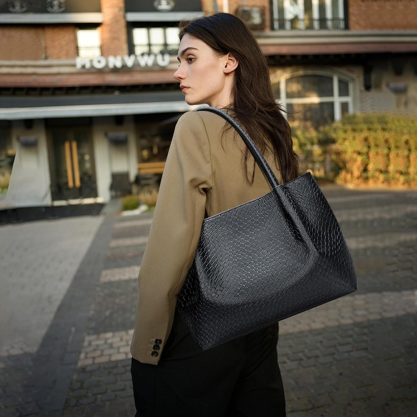 KKXIU Tote Bag for Women Vegan Leather Shoulder Purse Large Capacity Travel Bag