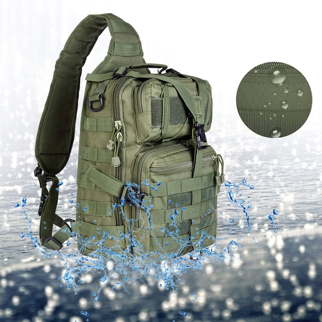 hopopower Tactical Sling Bag Pack Military Rover Shoulder Backpack EDC Assault Range Bag, Water-Resistant