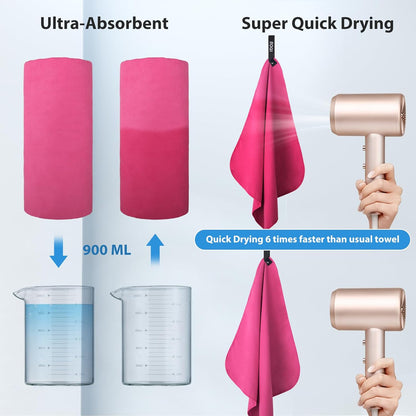 BOGI Microfiber Travel Sports Towel-Quick Dry Towel, Soft Lightweight Microfiber Camping Towel Absorbent Compact Travel Towel for Camping Gym Beach Bath Yoga Swimming Backpacking (M:40''x20''-Hpink)