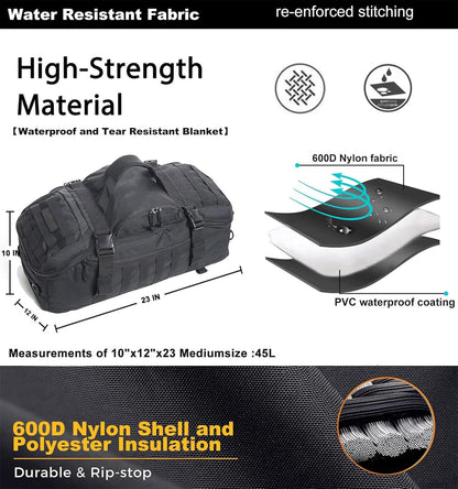 Gym Bag Duffle Bags Backpack - Travel Weekender Bag for Men Women Workout Bag for Military,Sports,Overnight,Basketball,Tactical,Football,Waterproof & Tear Resistant