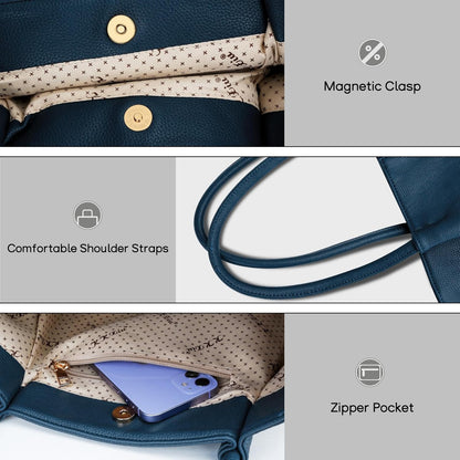 KKXIU Tote Bag for Women Vegan Leather Shoulder Purse Large Capacity Travel Bag