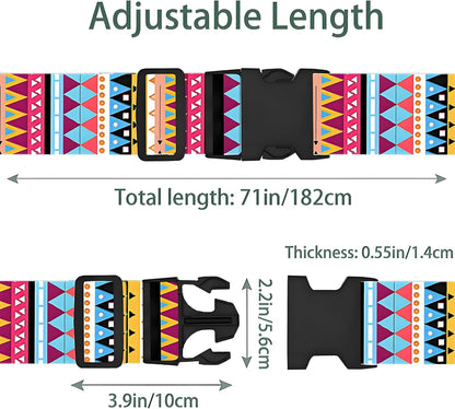 Bohemia Luggage Straps for Suitcases, Adjustable Luggage Travel Belt to Keep Luggage Security While Travel, Strong Polyester Fabric, Easy-to-Recognize Stylish Design Travel Accessories, 2 Pack