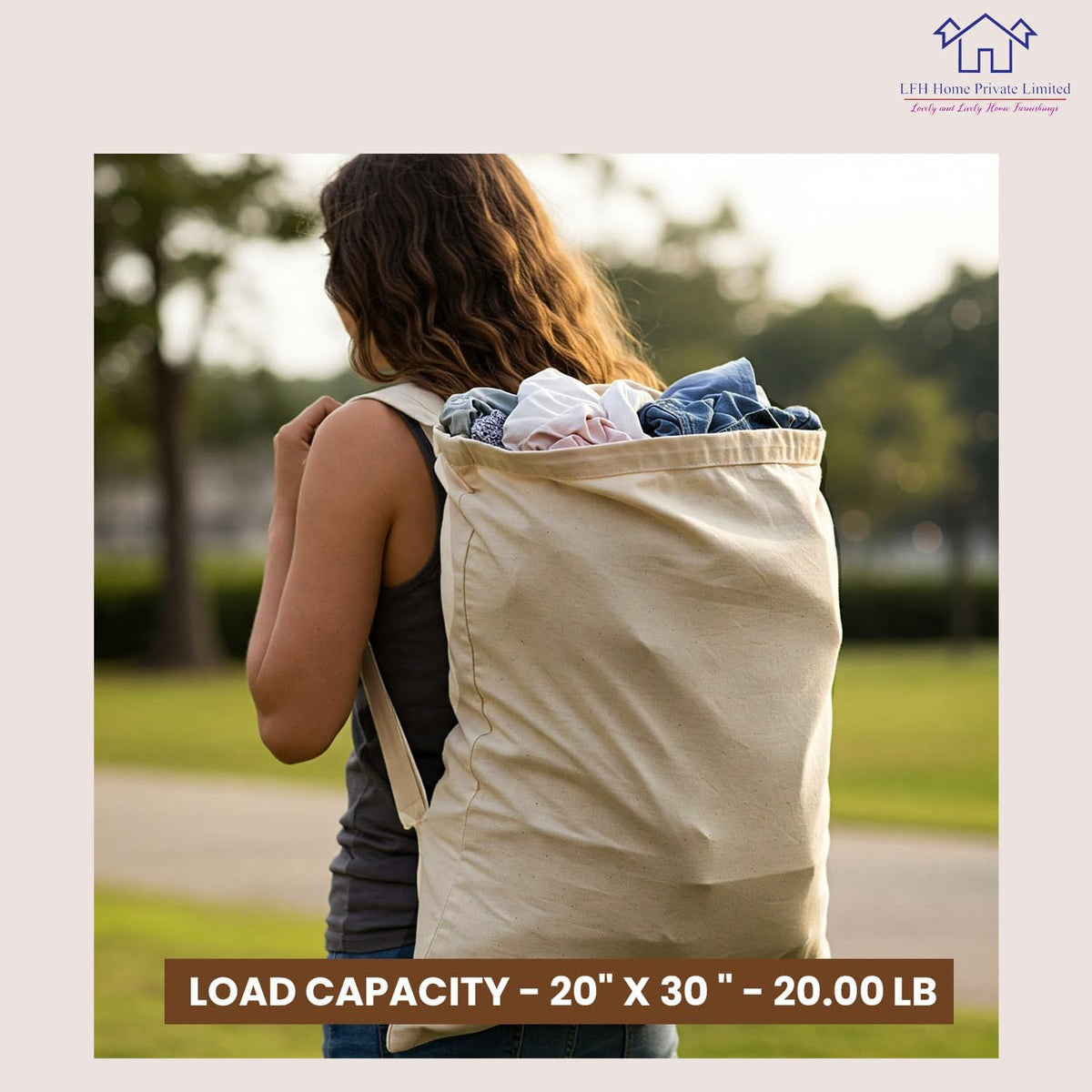 LFH Home Cotton Canvas Large Laundry Bag with Handle, Heavy Duty Drawstring Closure Washable Laundry Bags School Travel, Home, Hotel, College Dorm, Organizer Sack, Toys 20x30-Natural, Thanks Giving