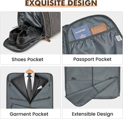 S-ZONE Garment Bags for Travel Convertible Garment Duffle Bags for Travel Suit Carry on Luggage for Men Hanging Suitcase