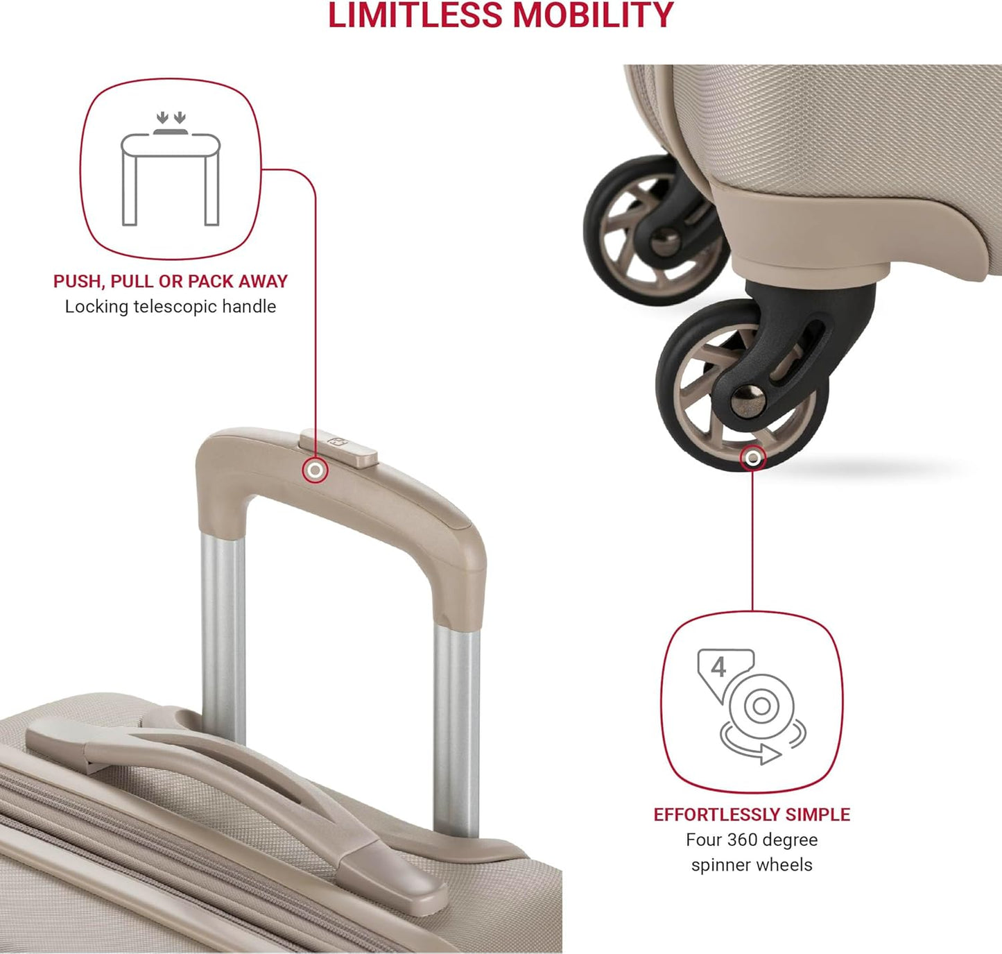 SwissGear 7366 Hardside Expandable Luggage with Spinner Wheels, Sand, Carry-On 19-Inch