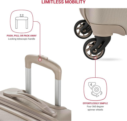 SwissGear 7366 Hardside Expandable Luggage with Spinner Wheels, Sand, Carry-On 19-Inch
