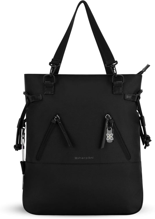 Sherpani Tempest, Anti Theft Convertible Backpack Tote, 14L Travel Backpack, Travel Gifts for Women, Handbags, RFID Protection, Fits 15” Laptop (No Sleeve) (Carbon)