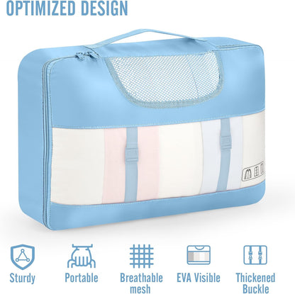 Veken 10 Set Packing Cubes for Travel Essential, Suitcase Organizer Bags in 4 Sizes, Carry-On Luggage Accessories with Large Laundry & Hanging Toiletry Bag, Must-Have for Airplane, Road Trip & Camping