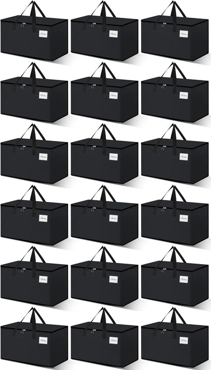 Heavy Duty Moving Bags - Extra Large Packing Bags and Storage Totes, Collapsible and Foldable Option for Moving and Storage, Black, 93 L - 18 Pack