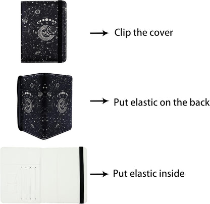 Passport Holder for Women and Men PU Leather Passport Cover for Travel (Sun Moon)
