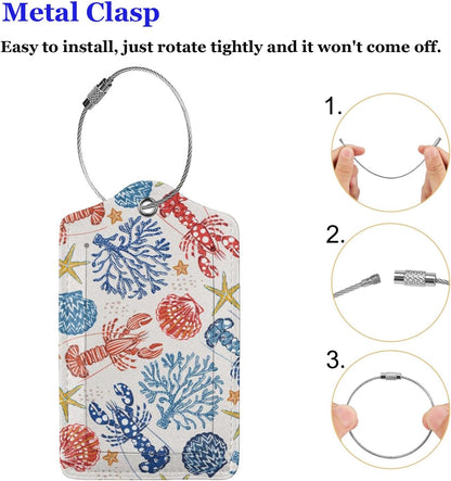 Fun Luggage Tags for Suitcases Leather Name Tag for Luggage Cute Travel Baggage Tags for Carnival Cruise Ships with Funny Patter 2pcs (Lobster)