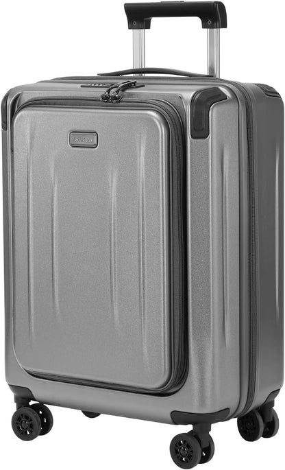 Carry On Luggage, 20 Inch Top Opening Aluminum Frame Lightweight Airline Approved ABS+PC Hard Shell Suitcases with Silent Wheels, TSA Lock, Front Pocket & Wet-dry Separated Six-piece Set