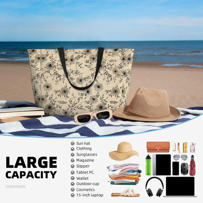 Beach Bag for Women Beach Tote Bag Waterproof Sandproof Large Bags with Zipper Big Capacity for Vacation Travel