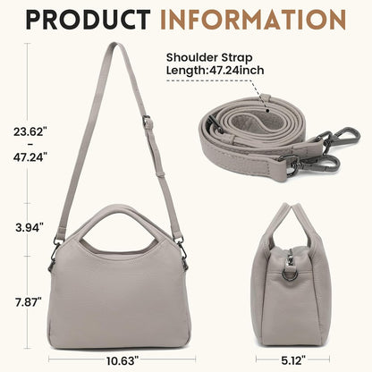 KOGTLA Genuine Leather Purses for Women, Crossbody Shoulder Bags with Top-Handle, Tote Satchel Handbags