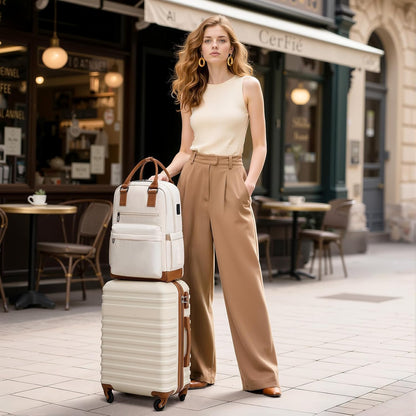 Coolife Luggage Sets Suitcase Set 3 Piece Luggage Set Carry On Hardside Luggage with TSA Lock Spinner Wheels (Navy, 3 piece set (BP/TB/20))