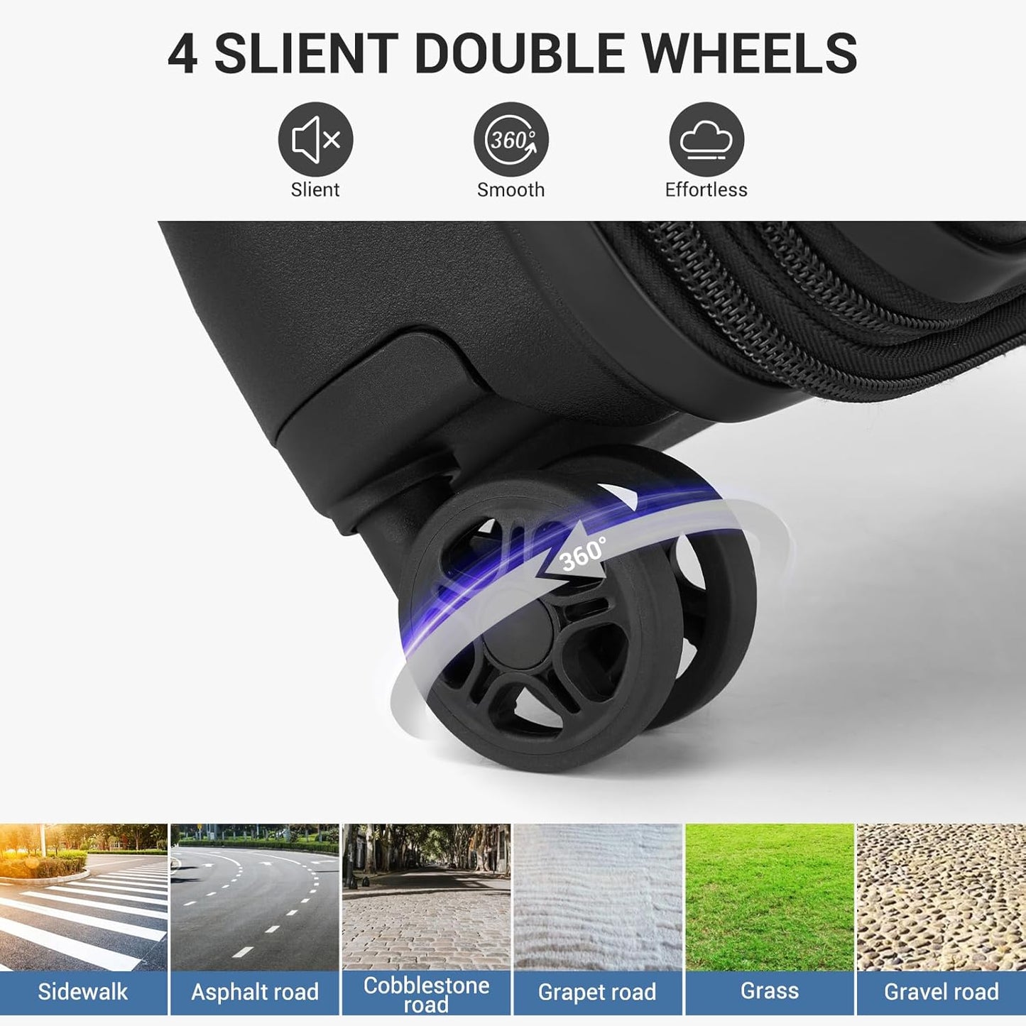 Kono 24 Inch Expandable Luggage Suitcase with Spinner Wheels, Durable Hardside Checked Luggage with Hidden Cup Holder, Lightweight Hard Shell Medium Suitcase with TSA Lock(Black)