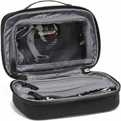 TUMI Alpha Split Travel Kit - Compact Toiletry Bag for Men & Women - Features Removable Leather Handle & 3 Zip Pockets - Black