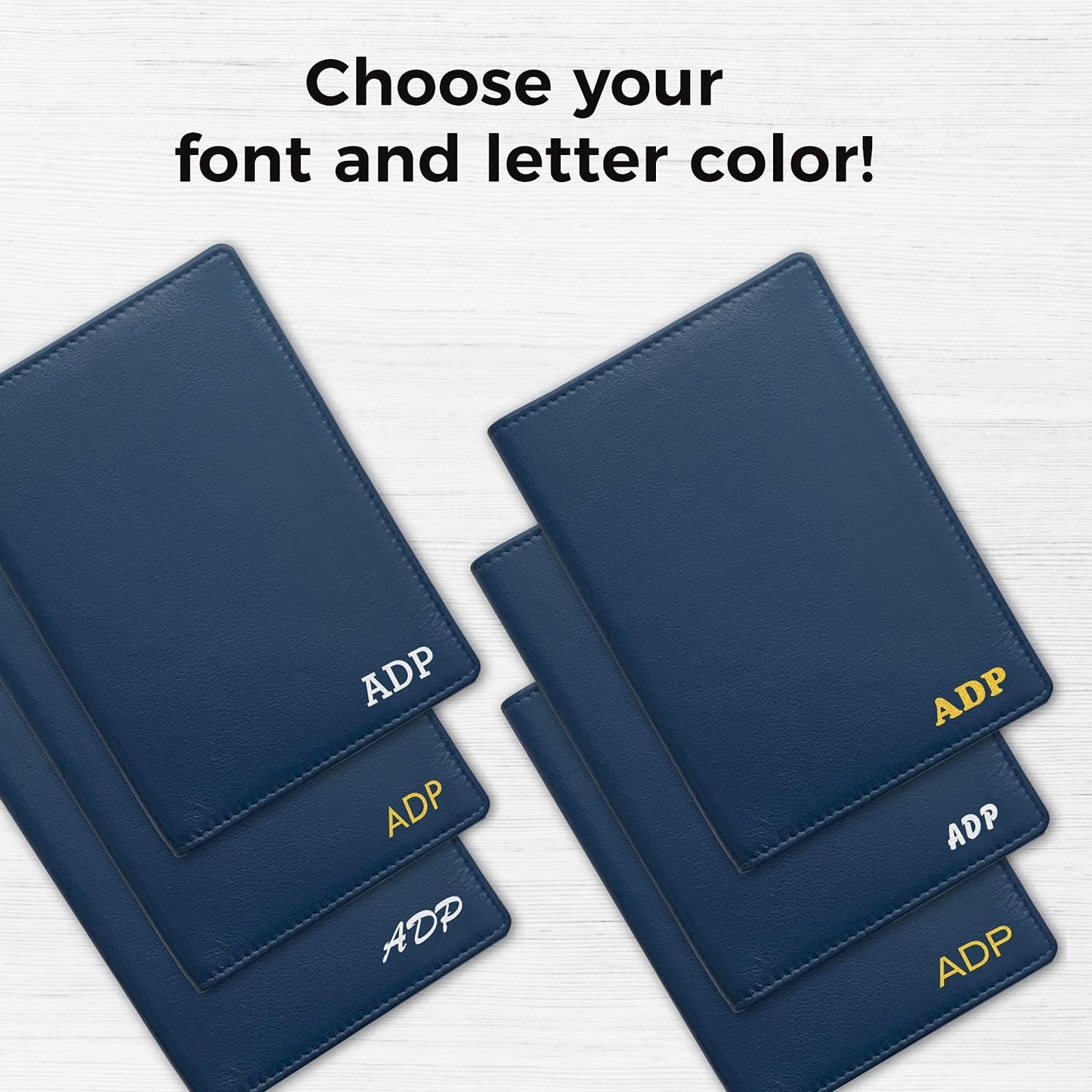 Personalized Monogrammed Navy Leather RFID Passport Wallet