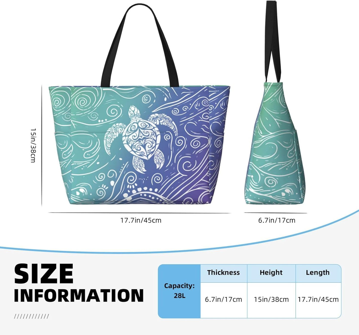 Beach Bag for Women Beach Tote Bag Waterproof Sandproof Large Bags with Zipper Big Capacity for Vacation Travel