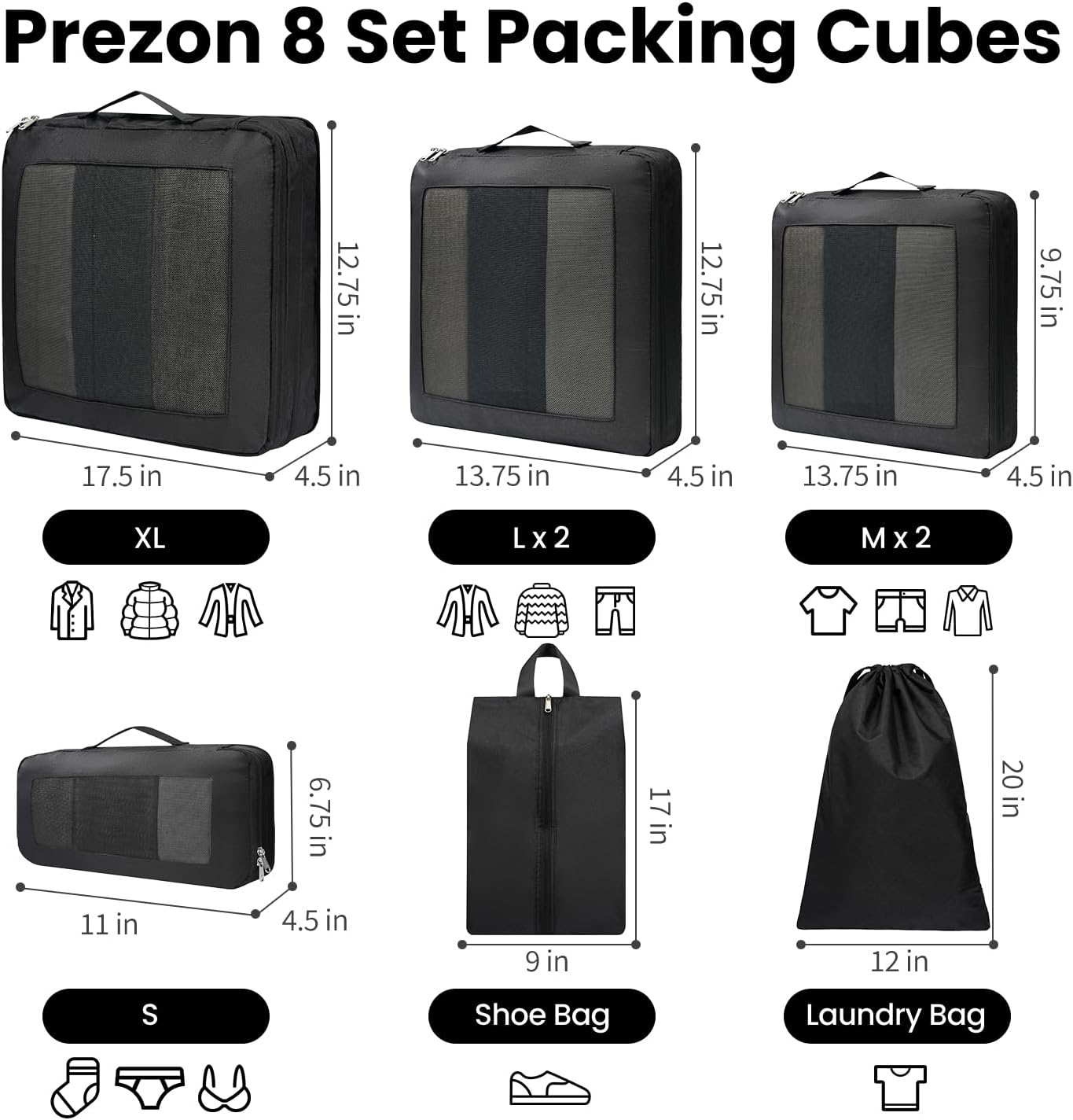 8 Set/6 Set/4 Set Compression Packing Cubes for Travel, Lightweight Vacation Travel Essentials, Travel Accessories for Suitcase Organizer Bags Set, Durable Luggage Organizer