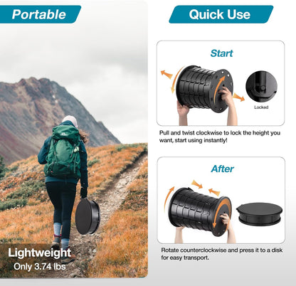 TRIPTIPS Upgrade Retractable Portable Toilet Travel Toilet Adjustable Height Camping Toilet Portable Potty for Adults Kids, Foldable Portable Toilet for Camping/Car