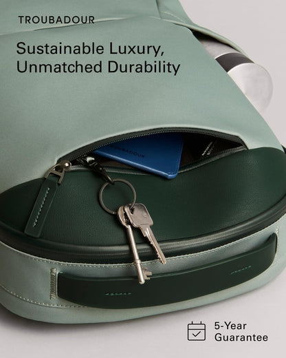 Troubadour Apex Backpack 3.0-25L Premium Laptop Backpack - Ergonomic & Water Resistant - Designed for Work and Travel - Green Smoke & Obsidian Green