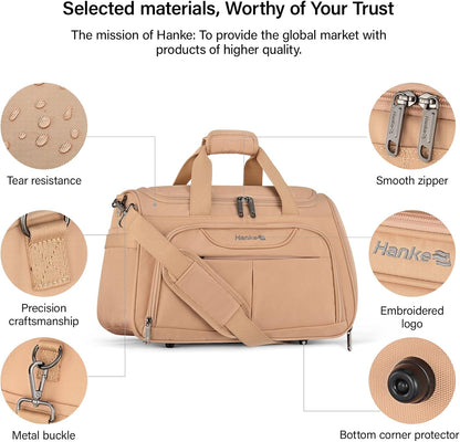 Hanke Foldable Underseat Carry On luggage Bag, Travel Tote Bag for Women & Men, Personal Item Travel Bag Softside Lightweight Luggage Bags for Travel Flight Crew Overnight Weekender.（Pink）