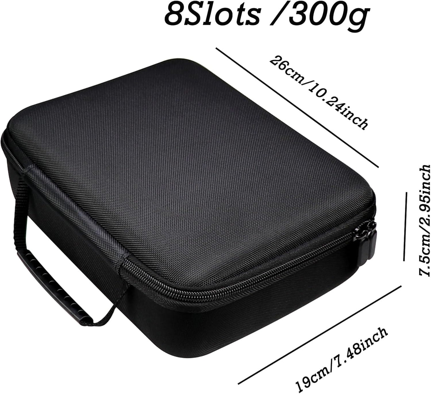 Juntan 8 Slots Hard Watch Travel Case, Portable Nylon Zipper Storage Organizer Box for Men Women with Soft Compressible Foam Pillow Black