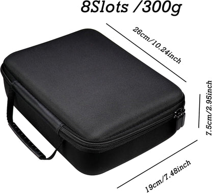 Juntan 8 Slots Hard Watch Travel Case, Portable Nylon Zipper Storage Organizer Box for Men Women with Soft Compressible Foam Pillow Black