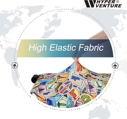 HYPER VENTURE Washable Luggage Cover - Fashion Suitcase Protector Fits 31-32 Inch Luggage (World Voyage, XL)