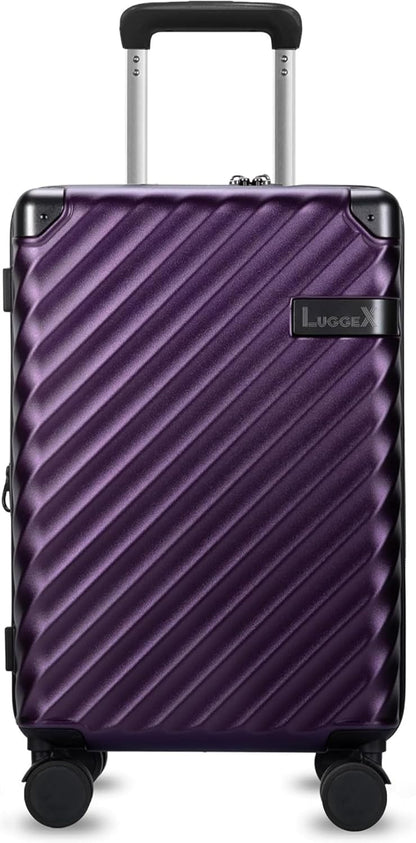LUGGEX Luggage with Spinner Wheels, Polycarbonate Expandable Hard Shell Suitcase, Carry On 20 Inch, Purple